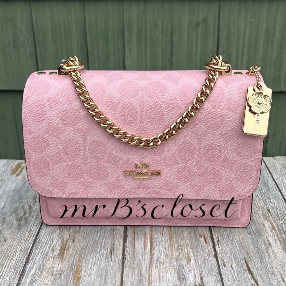 Coach Klare Crossbody Bag In Signature Canvas With Charms Powder Pink Purse